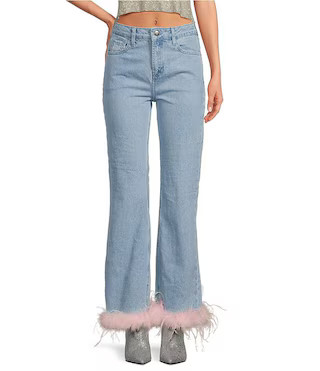 x Nastia Liukin Anna Denim Straight Leg Feather Detail Jeans | Dillard's