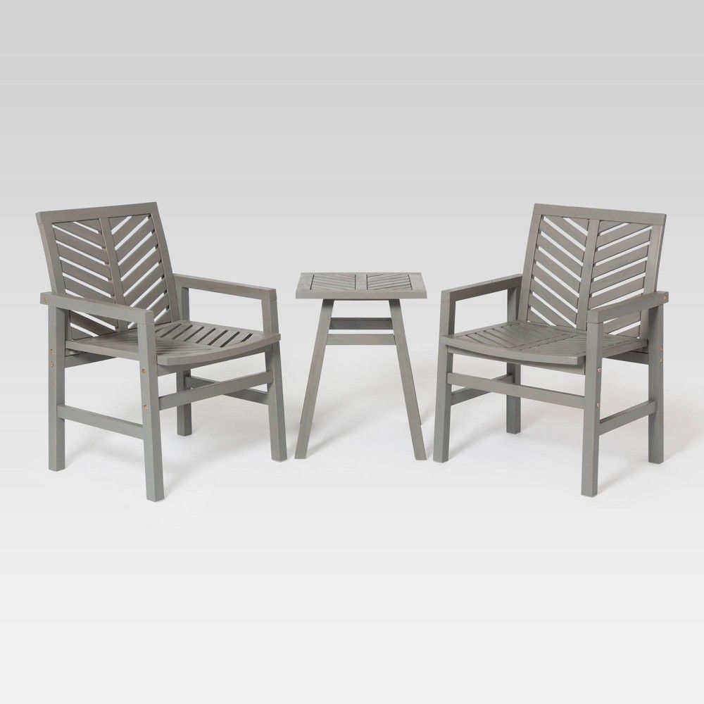 3pc Chevron Outdoor Patio Chat Set - Gray Wash - Saracina Home | Target