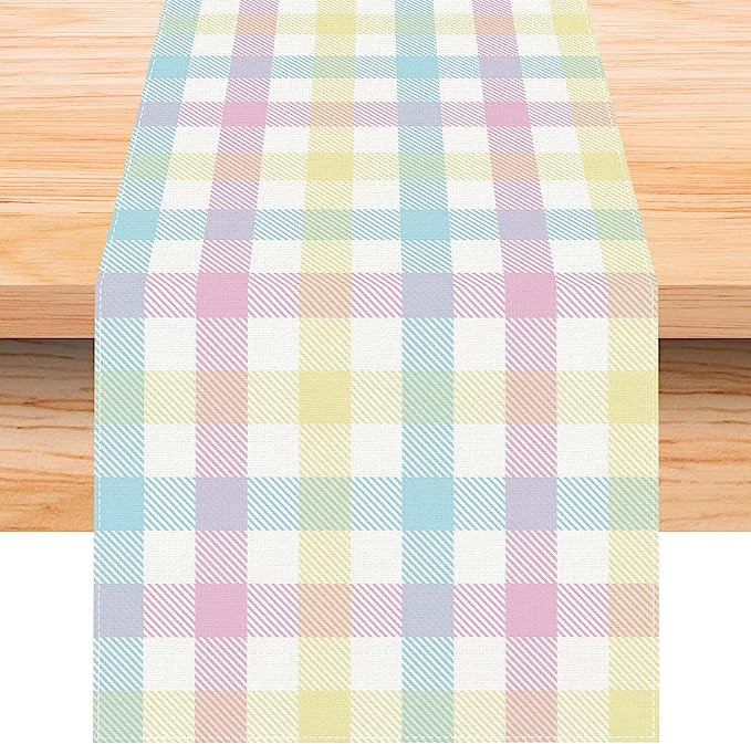 Linen Buffalo Check Plaid Spring Table Runner 72 Inches Long Farmhouse Spring Summer Easter Table... | Amazon (US)