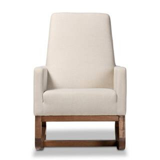 Baxton Studio Yashiya Mid-Century Beige Fabric Upholstered Rocking Chair 28862-6818-HD - The Home... | The Home Depot