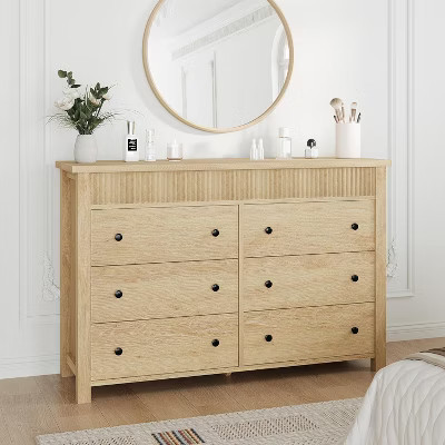 COZONY 6-Drawer Dresser with Fluted Design, Modern Wood Storage Cabinet for Bedroom Living Room Entryway Organization | Target