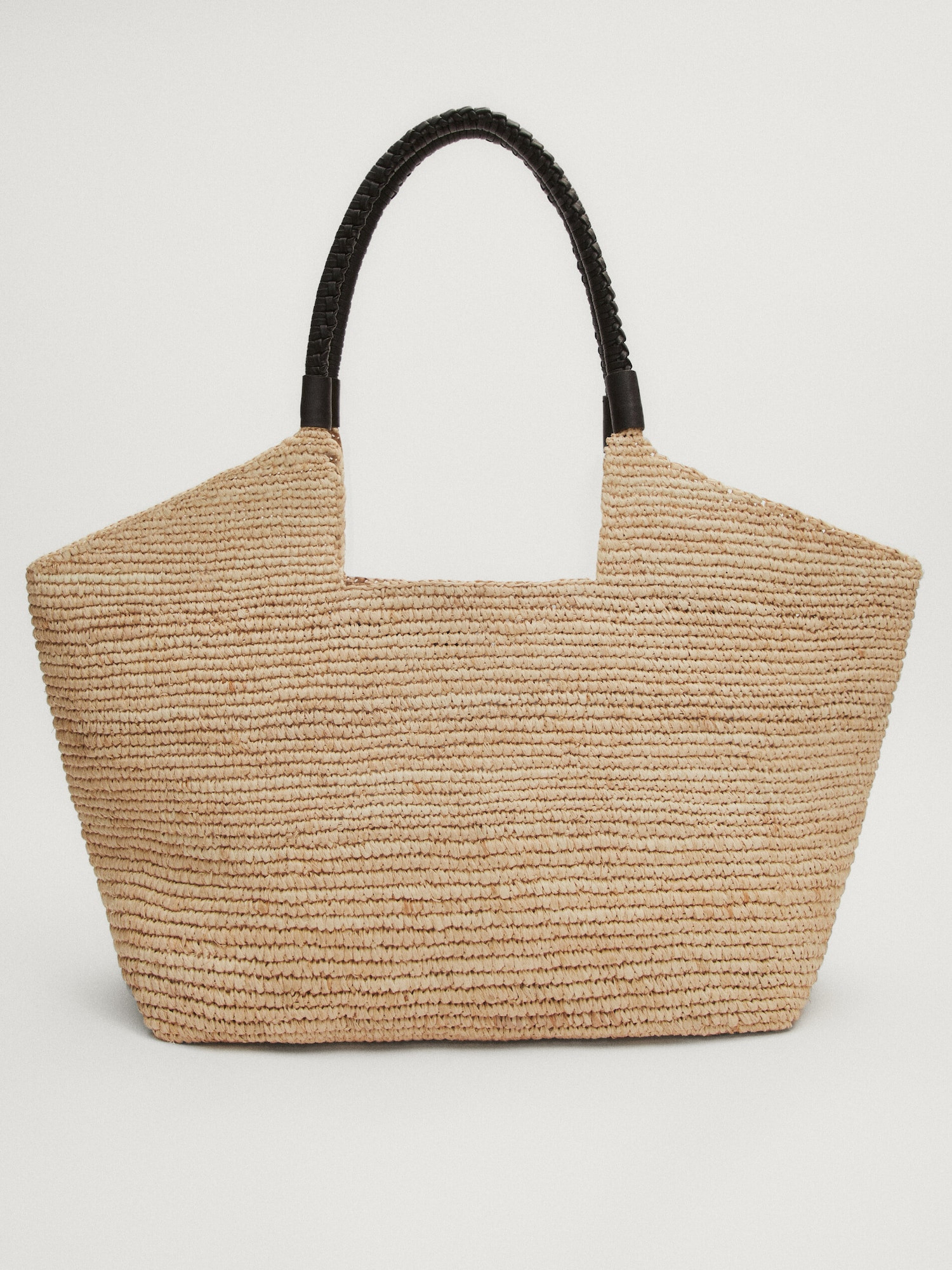 Raffia tote bag with leather handles | Massimo Dutti DE