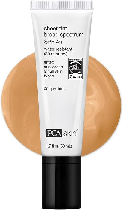 PCA SKIN Sheer Tint Broad Spectrum SPF 45 - Universally-Tinted Water-Resistant Hydrating Sunscree... | Amazon (US)