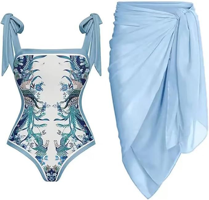 IBAKOM Three Pieces Swimsuits for Women with Matching Wrap Skirt Swim Top Tummy Control Bikin Bot... | Amazon (US)