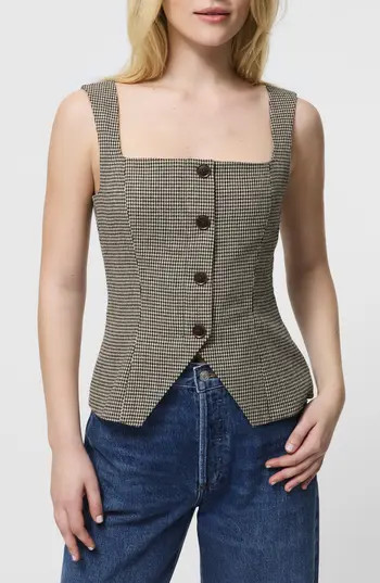 French Connection Houndstooth Sleeveless Top in Brown Multi at Nordstrom Rack, Size 0 | Nordstrom Rack