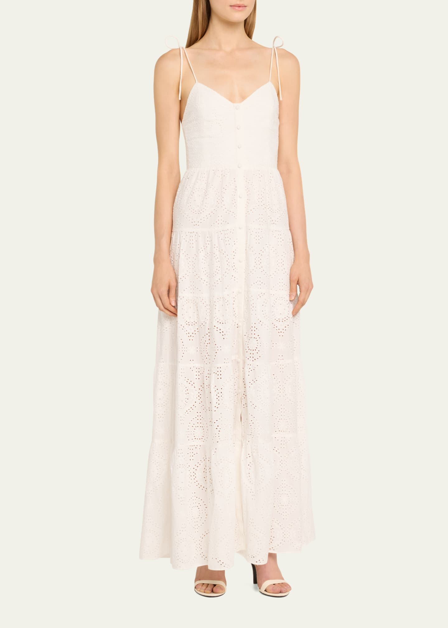 Alice + Olivia Shantella Embroidered Voile Tiered Maxi Dress | Bergdorf Goodman