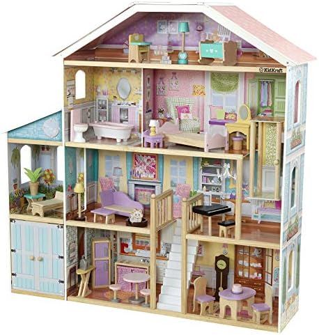KidKraft Grand View Mansion Wooden Dollhouse with EZ Kraft Assembly, Elevator, Garage, Attic Nurs... | Amazon (US)