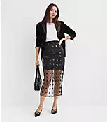 Floral Sequin Overlay Midi Skirt | LOFT