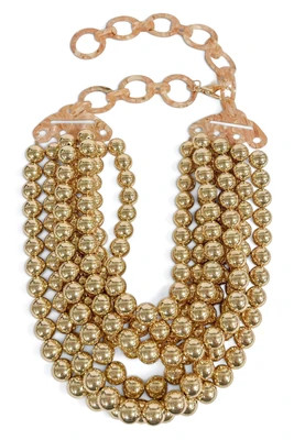 TWT® Laura Gold Smooth Bead 7 Strand Necklace Gold | The Willow Tree