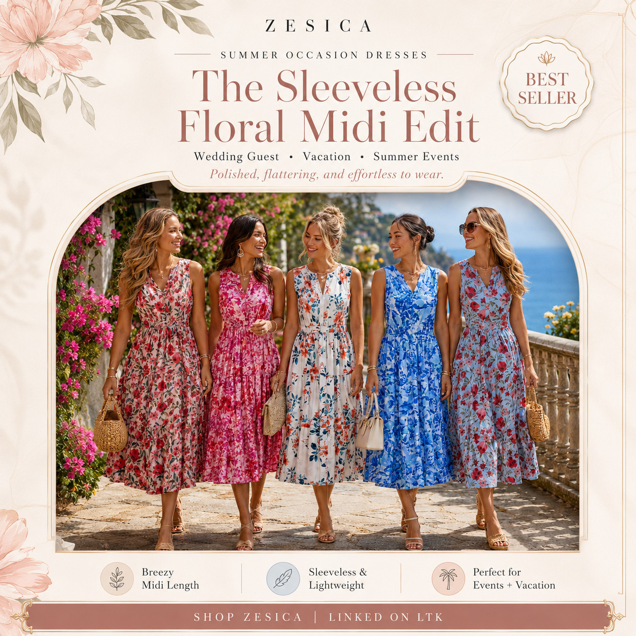ZESICA Summer Chic | Sleeveless Boho Flowy Floral Midi Dresses

The floral midi dress edit that makes summer occasion dressing feel easy, pretty, and instantly pulled together!! ☀️ 

These ZESICA sleeveless floral midi dresses are perfect when you want something lightweight, flattering, and polished without feeling overdressed. 

The breezy midi length, sleeveless fit, feminine floral prints, and easy waist detail make them feel comfortable enough for all-day wear but elevated enough for wedding guest plans, vacation dinners, brunch, bridal showers, garden parties, church, summer events, and beach-to-dinner outfits.

This is the edit to check first if you’re looking for a dress that solves the “I need something cute, flattering, and wearable for more than one occasion” problem. 

They feel feminine and event-ready, but still easy to rewear with sandals, wedges, a raffia bag, gold jewelry, or a simple clutch.

I love that these give you that polished summer dress look without needing a complicated styling plan — the prints do the work, the midi shape keeps it classic, and the lightweight feel makes them perfect for warm-weather plans.

I pulled together the floral styles worth checking first so you can skip the scroll and go straight to the colors that feel the most wearable, flattering, and occasion-ready.

📌 SAVE this for wedding guest dresses, vacation midi dresses, and easy summer event looks you’ll actually want to rewear.

↓ Everything is linked!

#LTKActive #LTKSaleAlert #LTKTravel