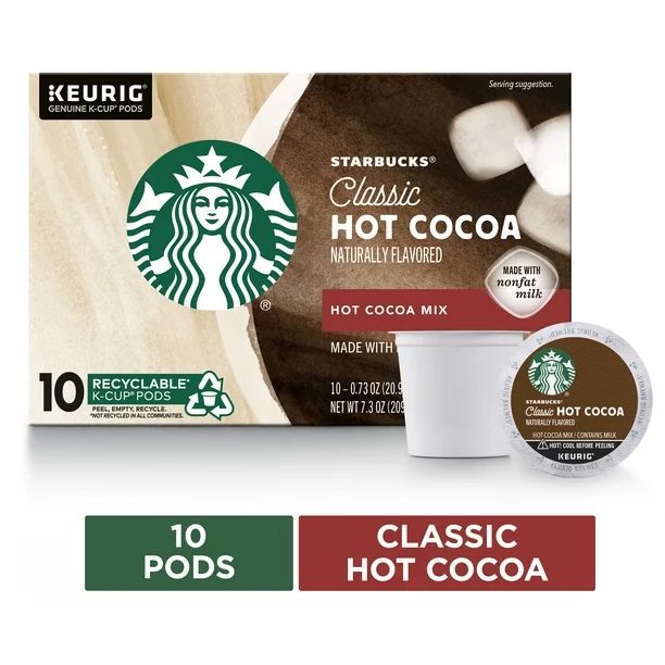 Starbucks Hot Cocoa K-Cup Coffee Pods — Hot Cocoa for Keurig Brewers — 1 box (10 pods) - Walm... | Walmart (US)