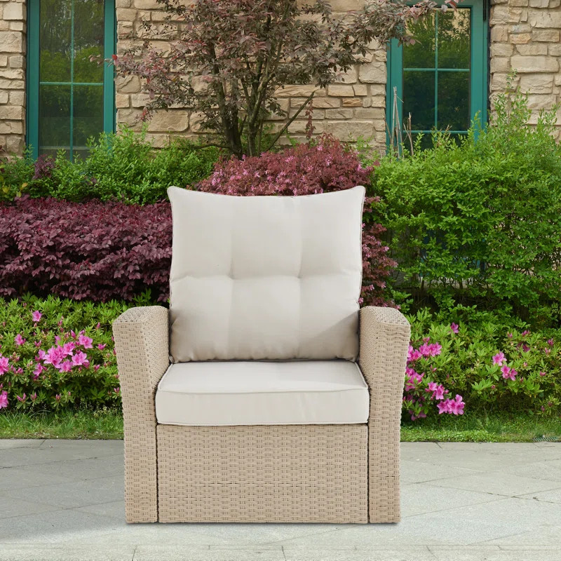 Pangkal Pinang 32" Wide All-Weather Wicker Outdoor Armchair With Cushions | Wayfair North America