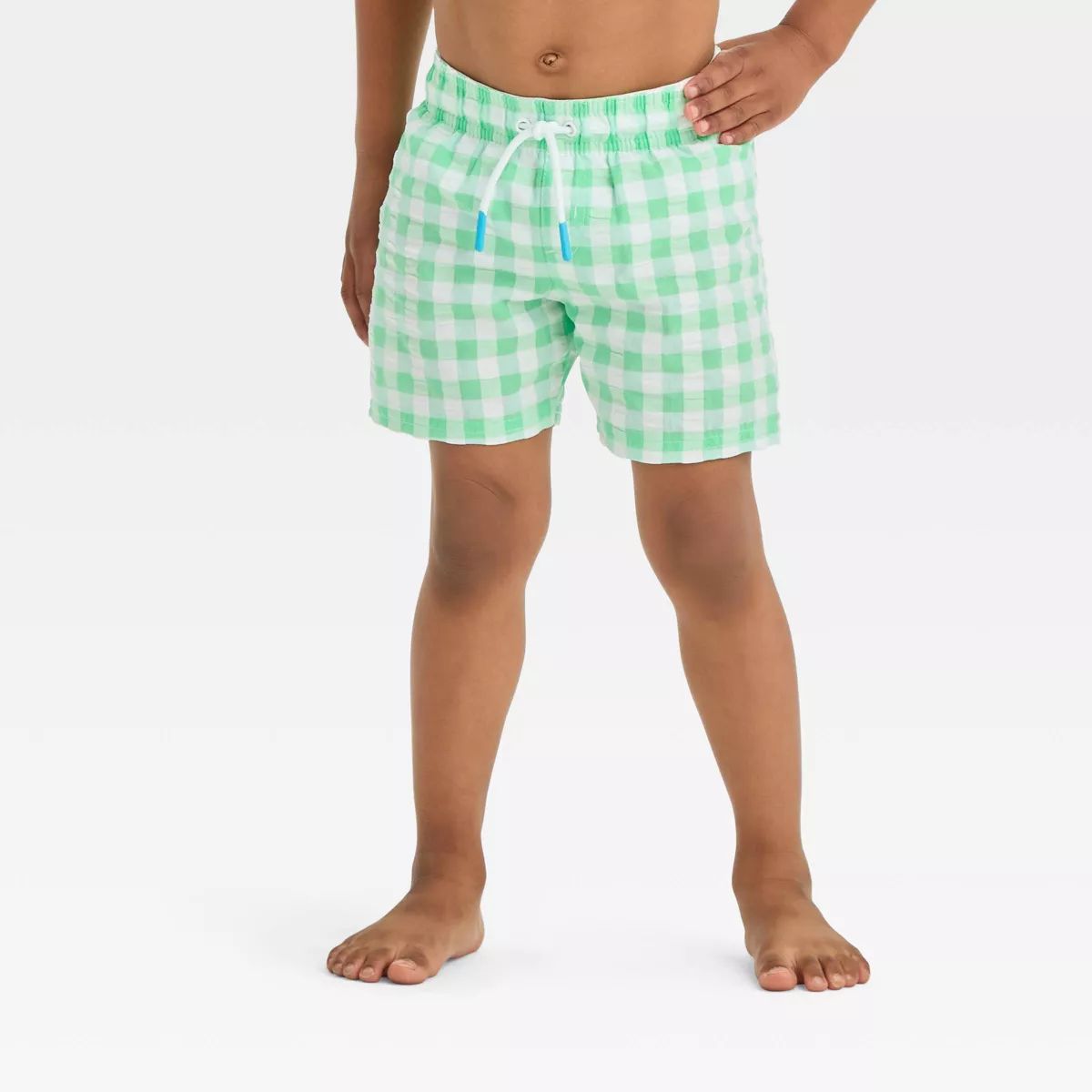 Toddler Boys' Swim Shorts - Cat & Jack™ Green 4T: Gingham Check, UPF 50+, Recycled Polyester, B... | Target