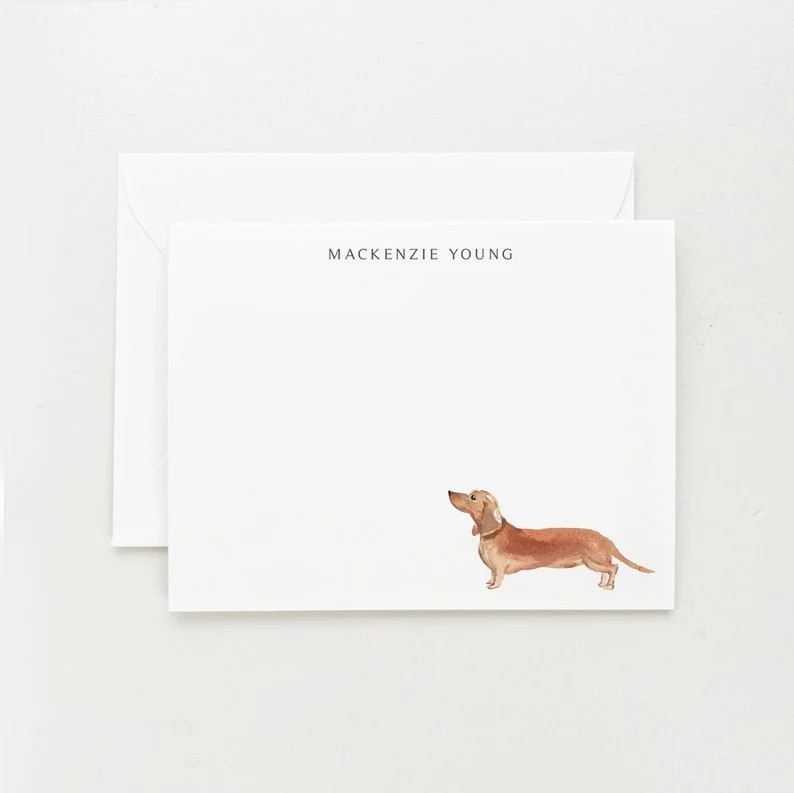 Dachshund Stationery, Personalized Dog Gift, Dog Note Card Set, Tan Dachshund - Etsy | Etsy (US)