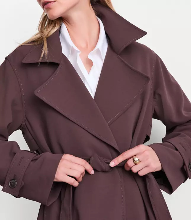 LOFT Versa Crepe Drape Oversized Trench Coat | LOFT