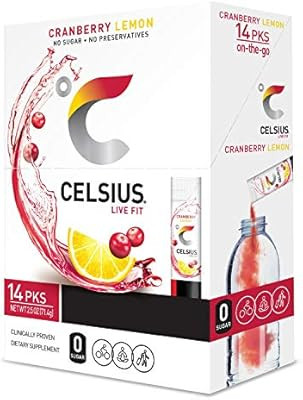 CELSIUS Cranberry Lemon On-the-Go Powder Stick Packs, Zero Sugar (14 Sticks per Pack) | Amazon (US)
