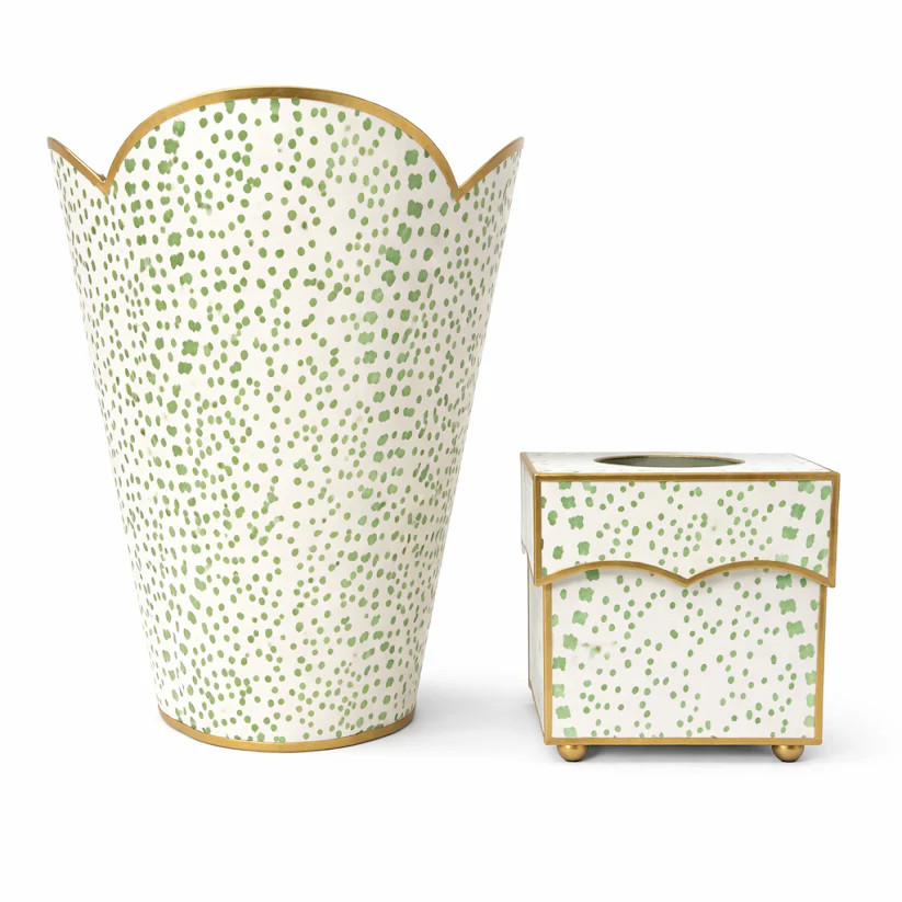 Green Polka Dot Tissue Holder & Wastepaper Basket | Gorgeous Living