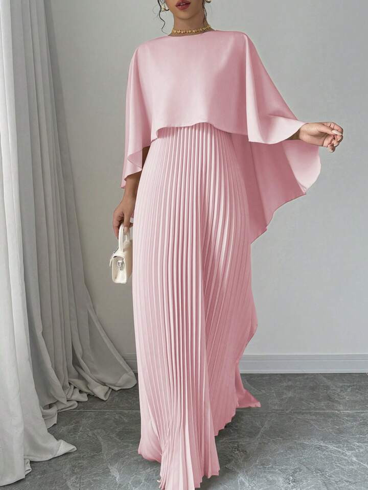 Elenzga Women Plain Color Shawl Collar Elegant Casual Dress, Vacation Maxi Women Outfit | SHEIN