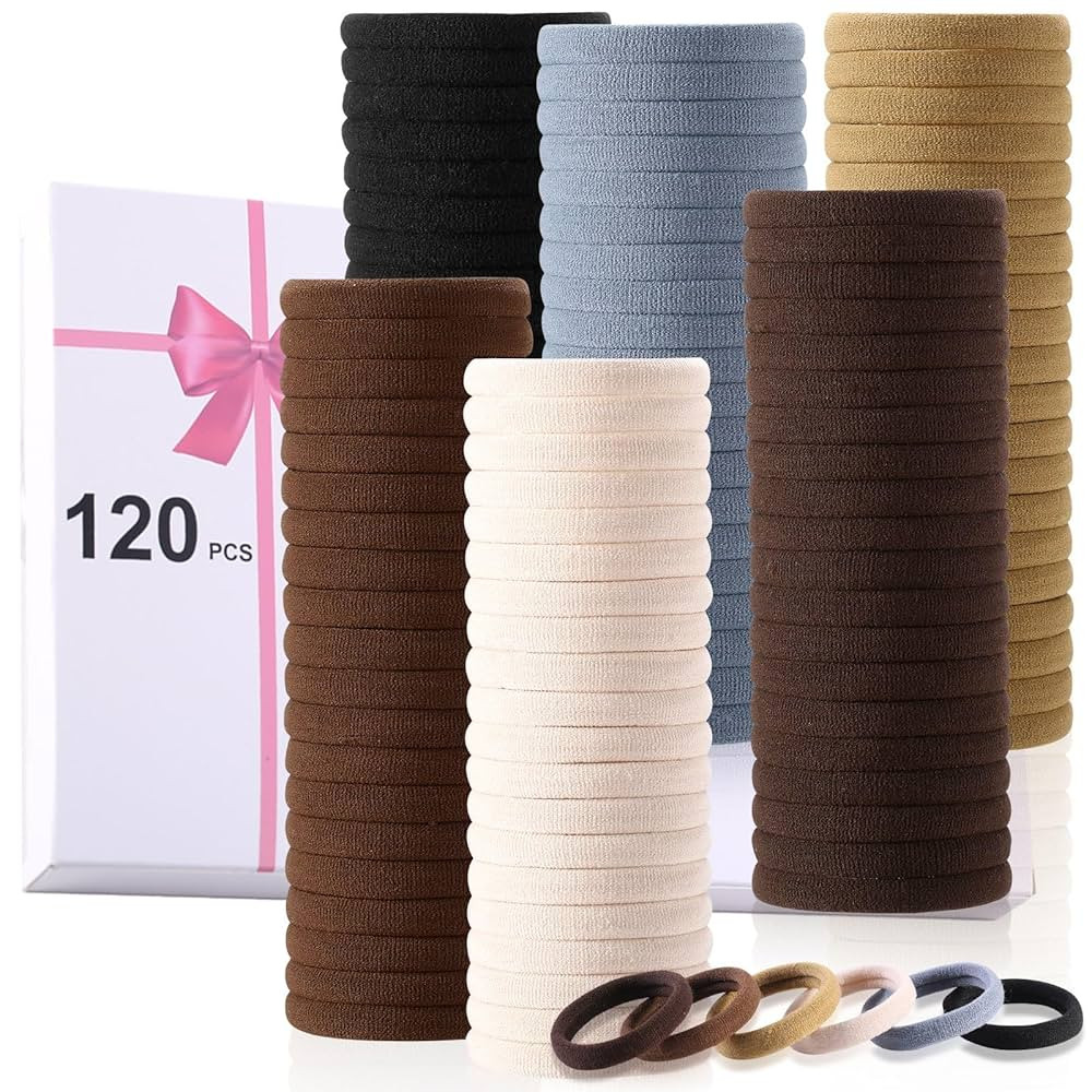 LuSeren 120 Pcs No Damage Hair Ties for Thick Hair, Large Soft Seamless Nylon Hair Elastics for W... | Amazon (US)