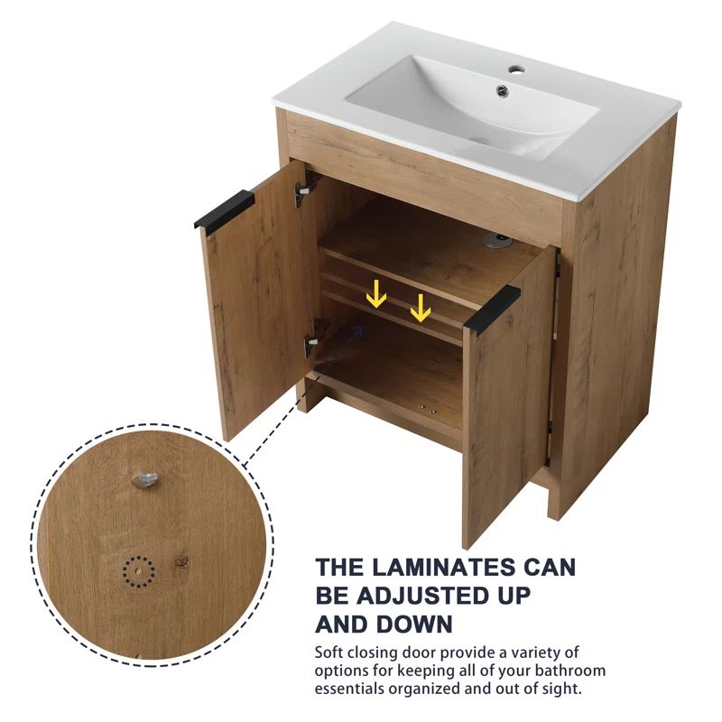 Barrero 30" Free Standing Single Bathroom Vanity with Ceramic Top | Wayfair North America