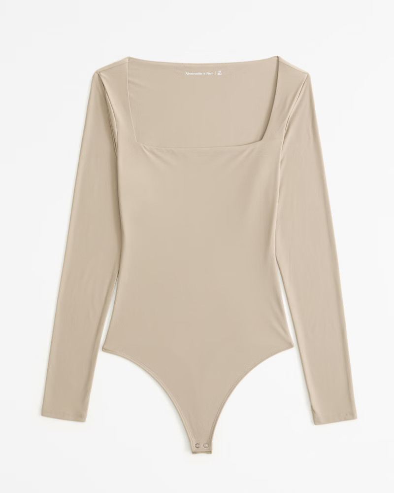 Soft Matte Seamless Long-Sleeve Squareneck Bodysuit | Abercrombie & Fitch (US)