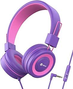 iClever Kids Headphones with Microphone for Girls - 85/94dB Volume Control - Wired Headphones for... | Amazon (US)