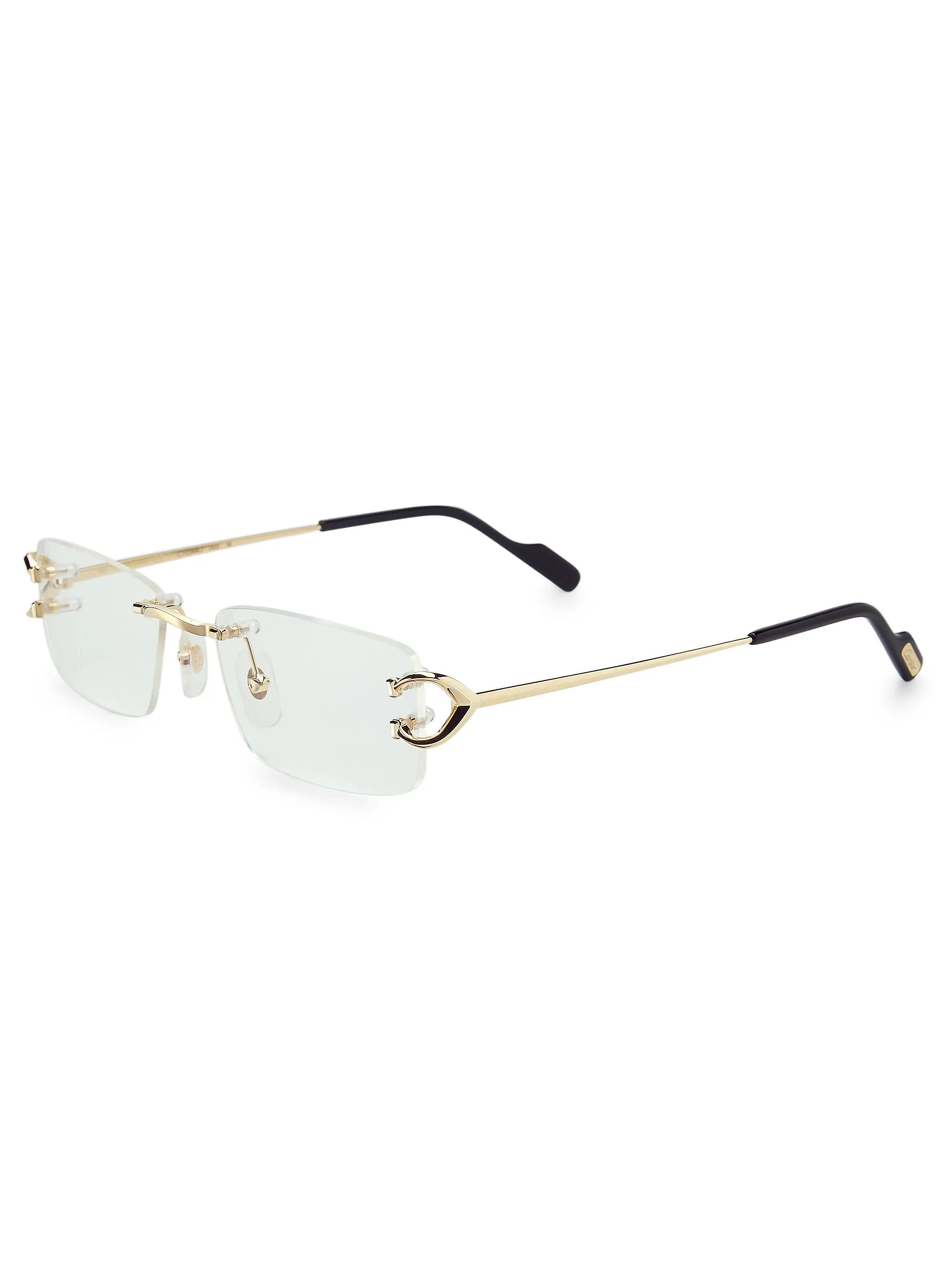 Signature C Rimless 24K Gold-Plated 56MM Rectangular Eyeglasses | Saks Fifth Avenue