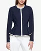 Tommy Hilfiger Women's Zip-Front Peplum Jacket - Blue/White | Macy's