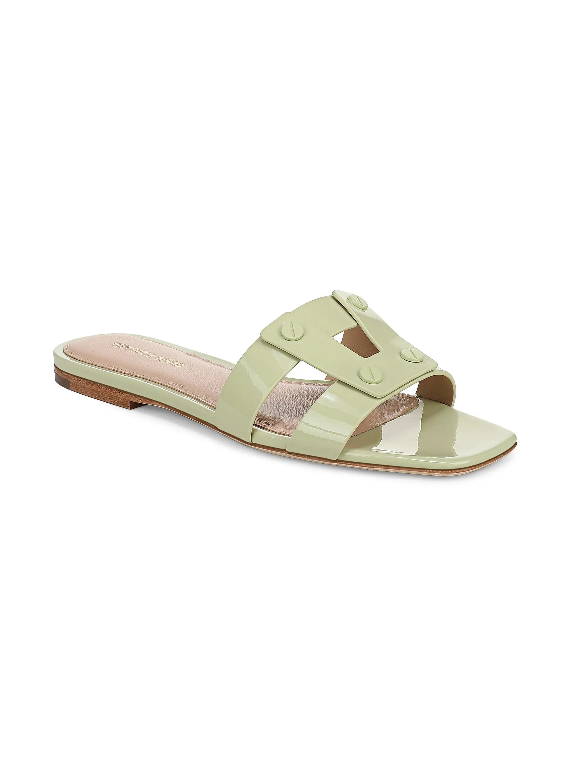 Veronica Beard Via Slide Leather Sandals | Saks Fifth Avenue | Saks Fifth Avenue