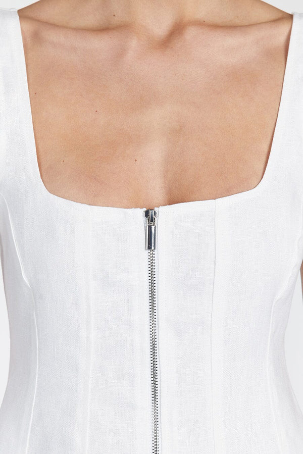 HARRIET WHITE LINEN MINI DRESS | DISSH