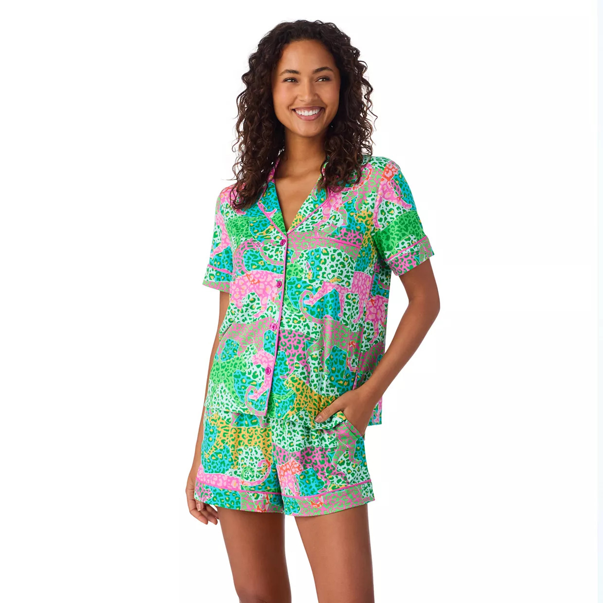 Women's Beauty Sleep Social 2-Piece Notch Pajama Top & Pajama Shorts Set | Kohl's