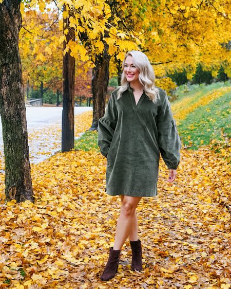 Olive Corduroy Fall Dress from Cartolina perfect for family photos, thanksgiving outfit, fall dress, styled it with dark brown ankle boots 

#LTKHoliday #LTKSeasonal #LTKstyletip