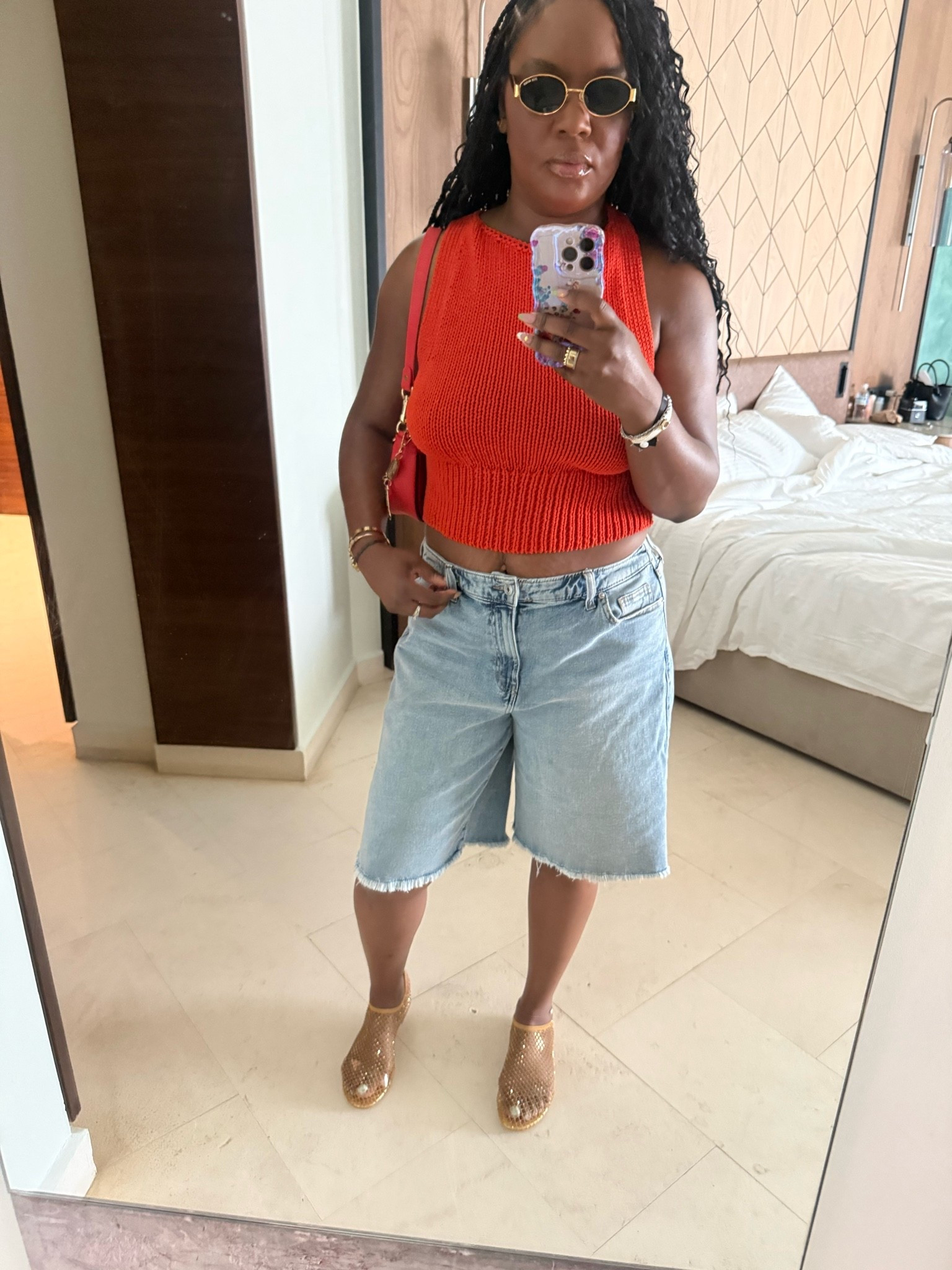 Breakfast vacation outfit . Jorts and a cute halter with mesh flats

#LTKootd #LTKMidsize #LTKTravel