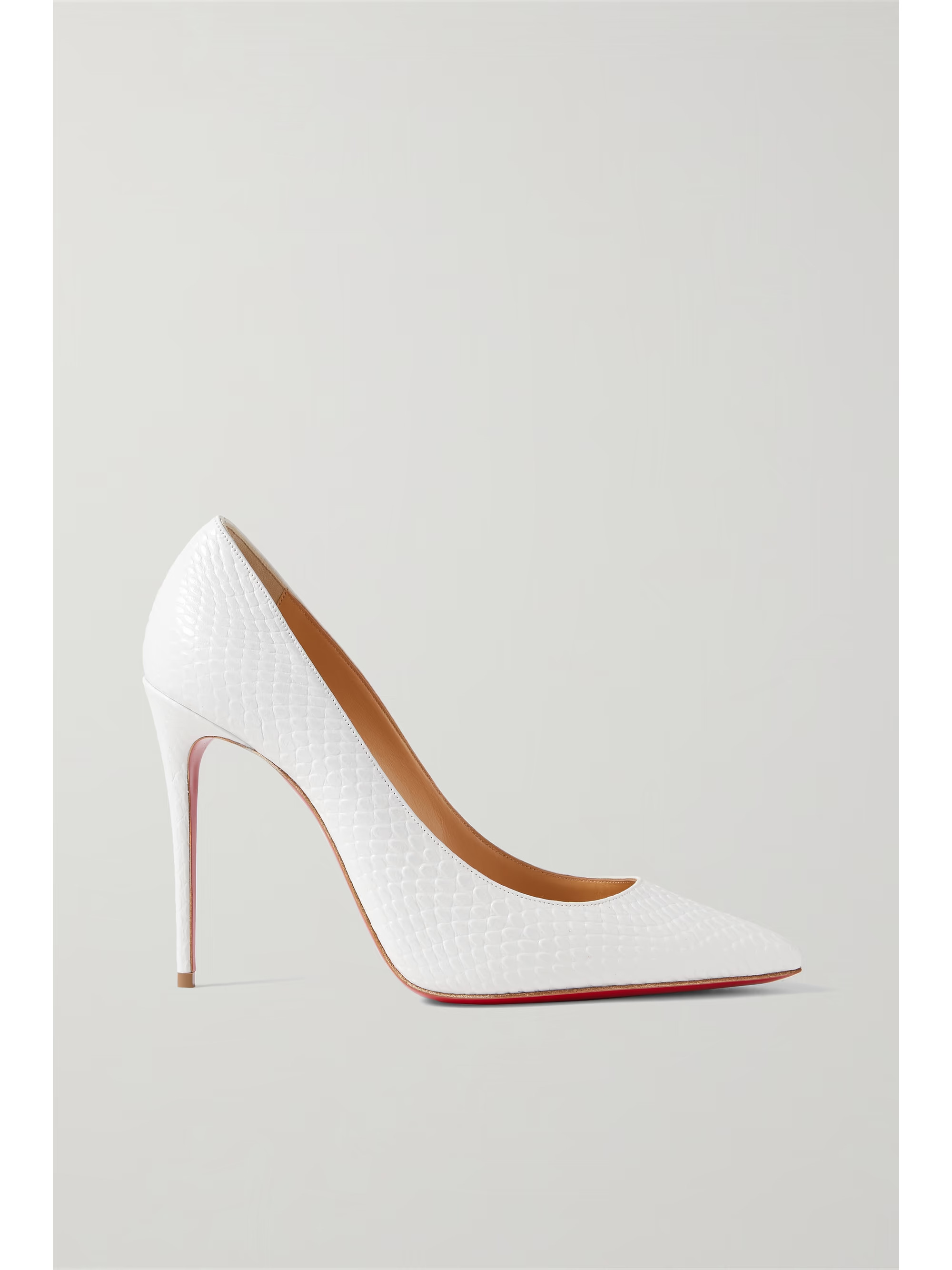 CHRISTIAN LOUBOUTINKate 100 snake-effect leather pumps | NET-A-PORTER (US)