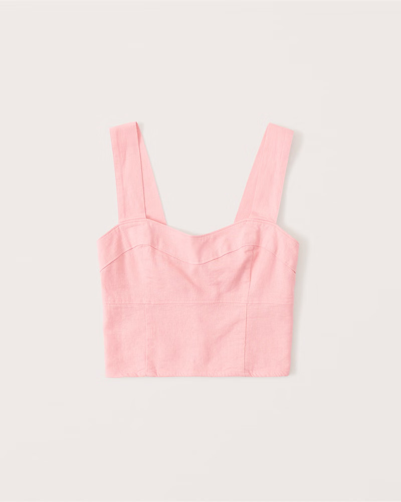 Linen-Blend Corset Set Top | Abercrombie & Fitch (US)