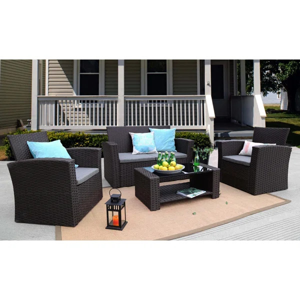 Reordan 4 Piece Rattan Sofa Seating Group with Cushions | Wayfair Professional
