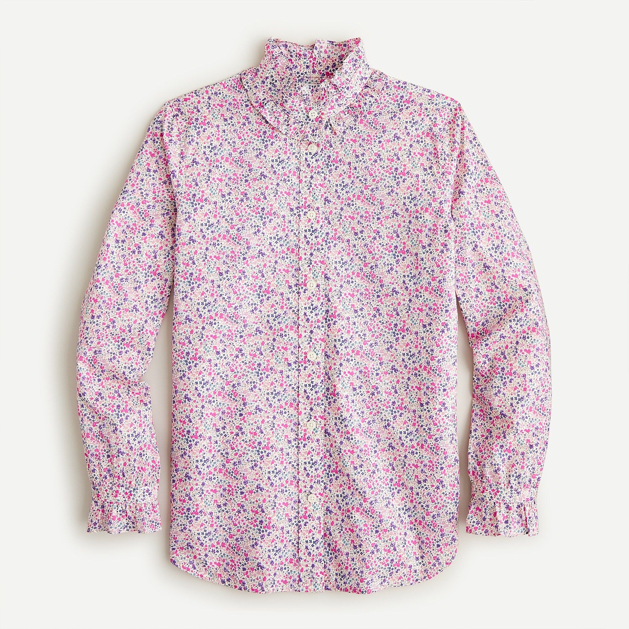 Classic-fit ruffleneck shirt in Liberty ® Phoebe floral | J.Crew US