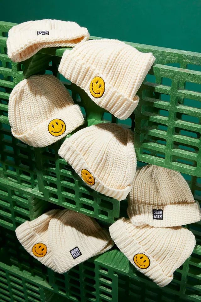 Market Smiley Patch Beanie | Urban Outfitters (US and RoW)