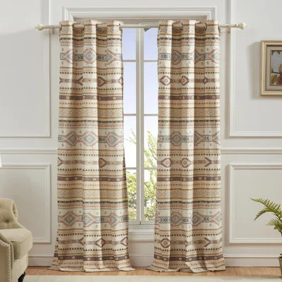 Phoenix Southwest Geometric Semi-Sheer Grommet Curtain Panels | Wayfair North America