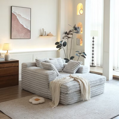 Chaise Lounge Sofa Bed with Throw Pillows and Armrests, Plush Sleeper Chair for Living Room, Bedroom, or Game Room | Target