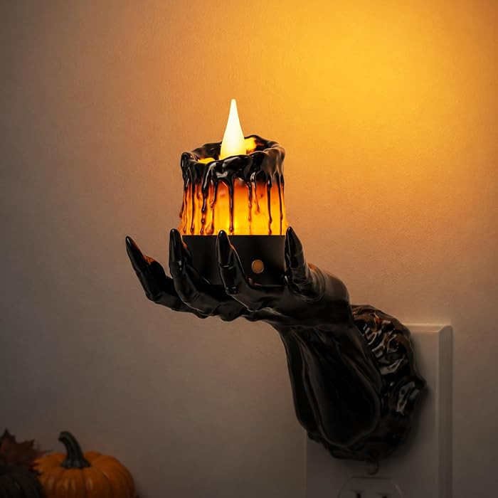 Halloween Ghost Hand Candle Night Light, Plug in LED Night Light | Amazon (US)