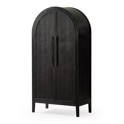 Maven Lane Selene Classical Wooden Cabinet in Antiqued Black Finish | Target