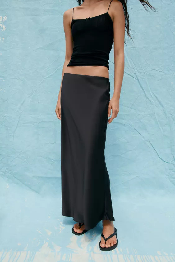 SATIN EFFECT MIDI SKIRT | Zara US