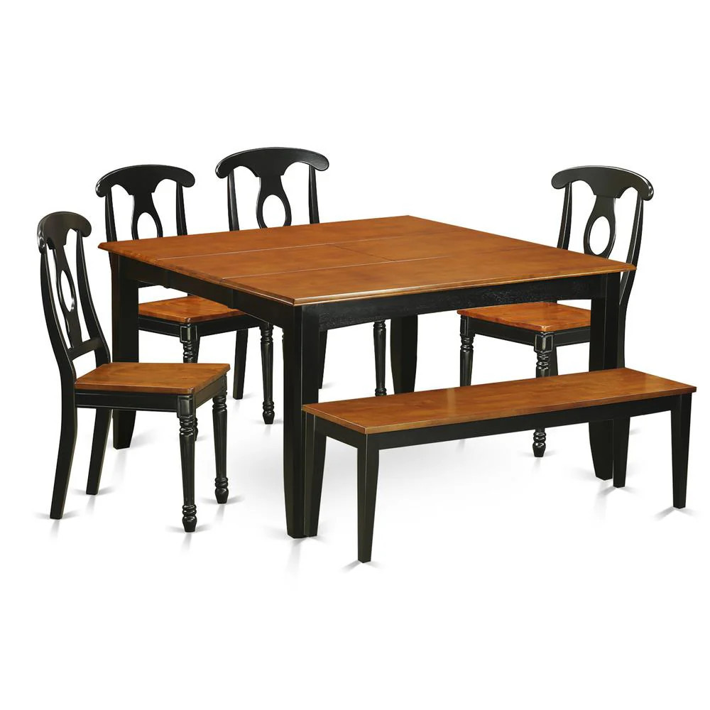 6PC Dining room set with bench-Dining Table and 4 Wood Dining Chairs plus a bench | Shop Simon