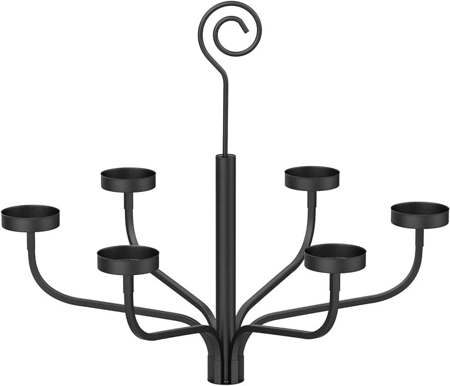 smtyle Black Outdoor Chandelier for Gazebo Set of 6 Tealight Candle Metal Wall Sconce for Hanging... | Amazon (US)