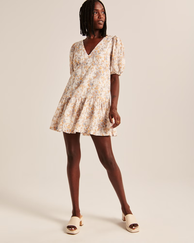 Women's Puff Sleeve Trapeze Mini Dress | Women's Dresses & Jumpsuits | Abercrombie.com | Abercrombie & Fitch (US)