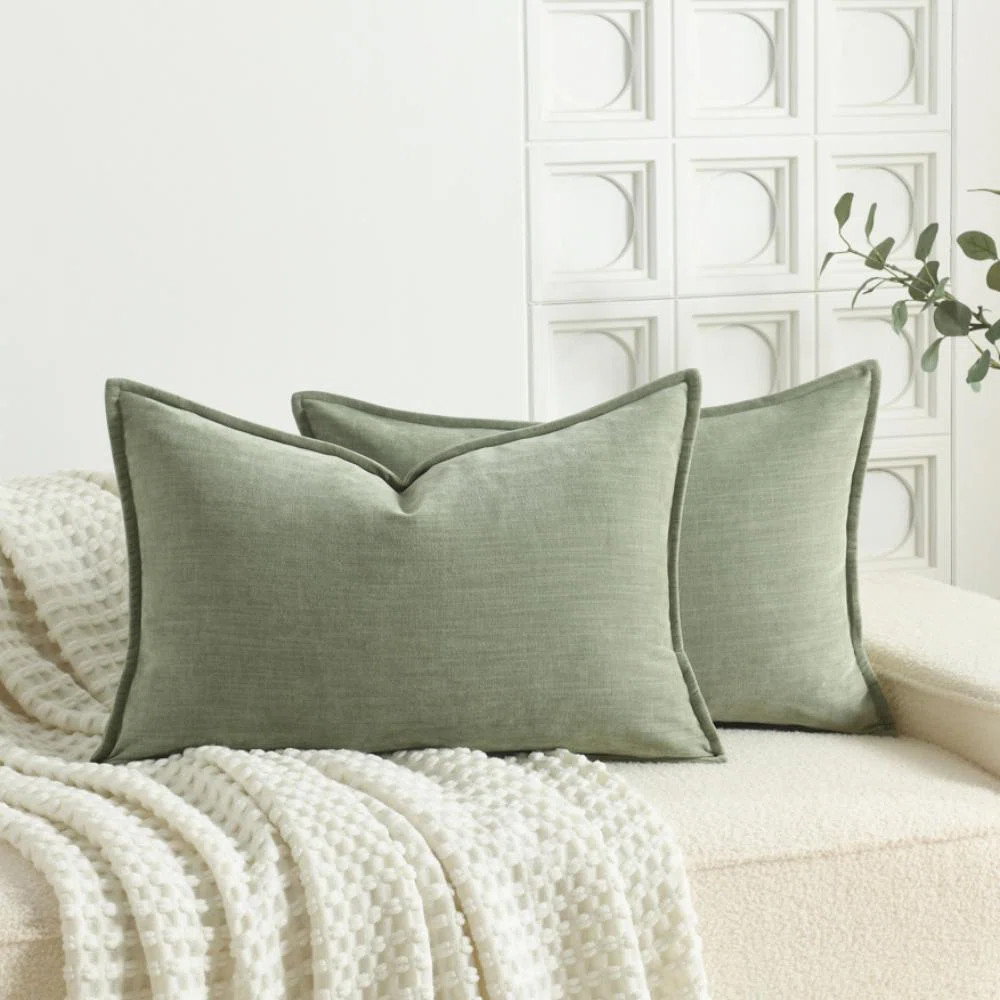Super Soft Velvety Slub Heavy Chenille Decorative Pillow Cover with Flange (Set of 2) (Set of 2) | Wayfair North America