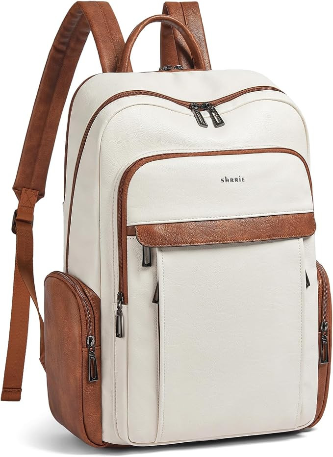 17 inch Laptop Backpack for Women, Leather Computer Backpack Purse | Amazon (US)