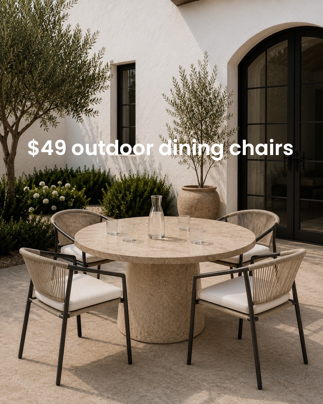 Run for these $49 outdoor dining chairs!!

Add cushions to elevate the look!