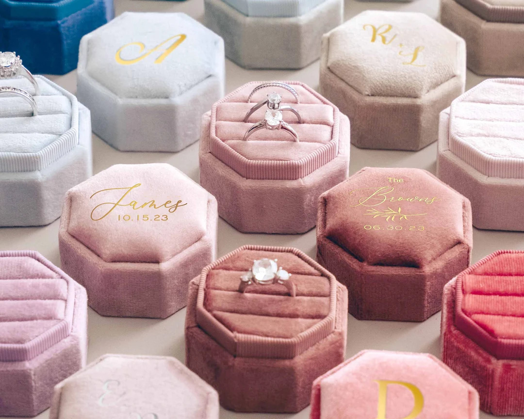 21 Colors Engagement Ring Box Triple Slot Velvet Ring Box Personalized Wedding Ring Box Proposal ... | Etsy (US)